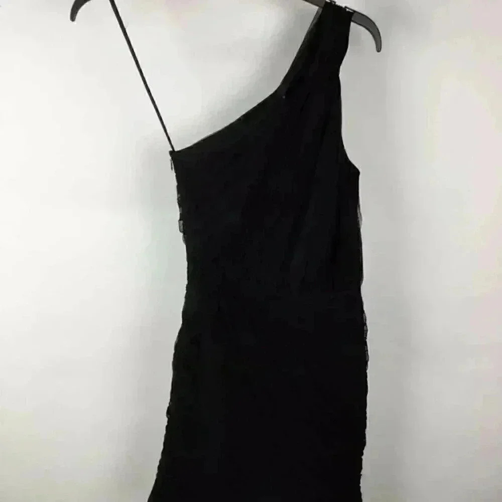 Armani Exchange black one shoulder ruched dress sz 0 Pet